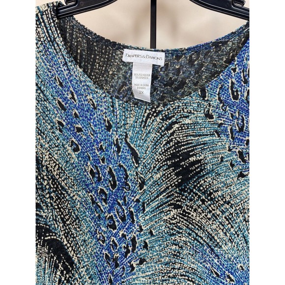 Drapers Damons, Womens, Blouse, 2X Peacock Feather, Short Sleeves - Picture 15 of 16